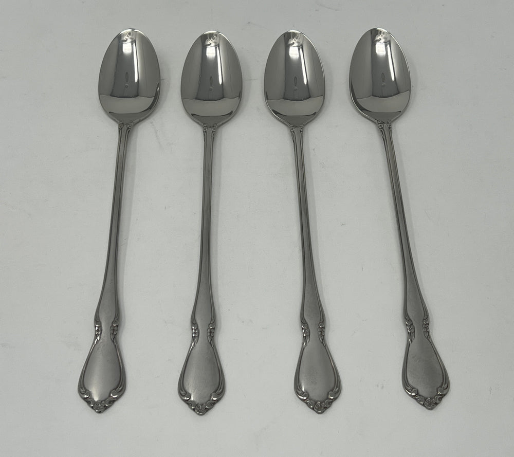 Oneida Satin Chateau Set of 4 Iced Tea Spoons 7 1/2